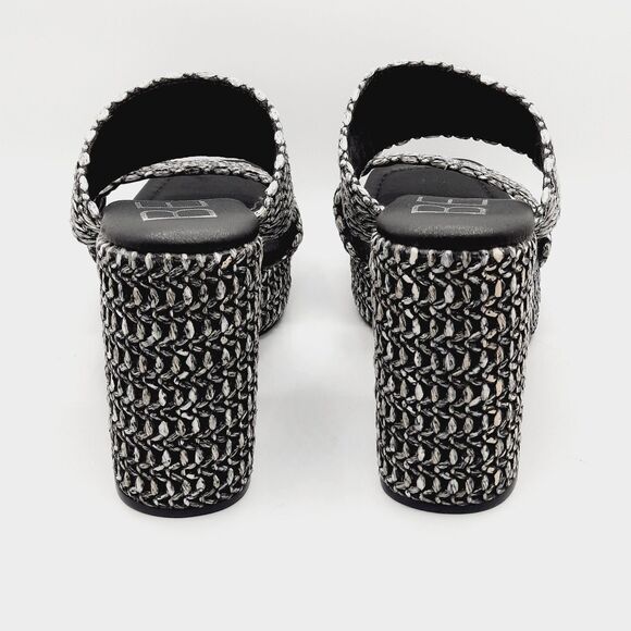 BEACH by Matisse Vegan Gem Platform Block Heels Black Double Strap Sandals  5.5 - Picture 8 of 9